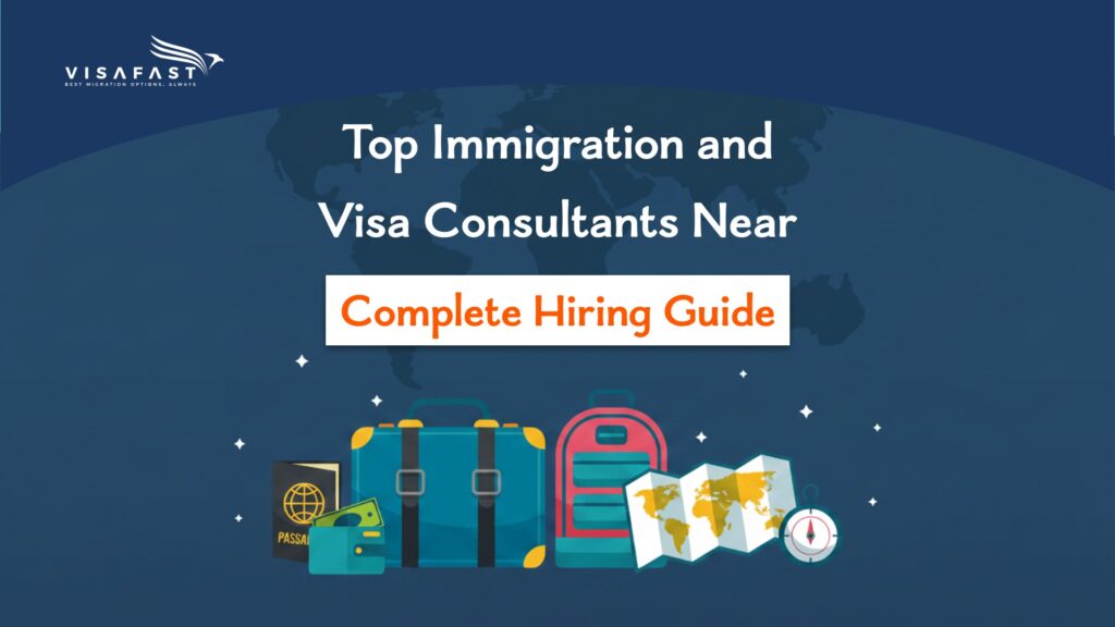 Complete guide to hiring immigration and visa consultants with travel-themed graphics
