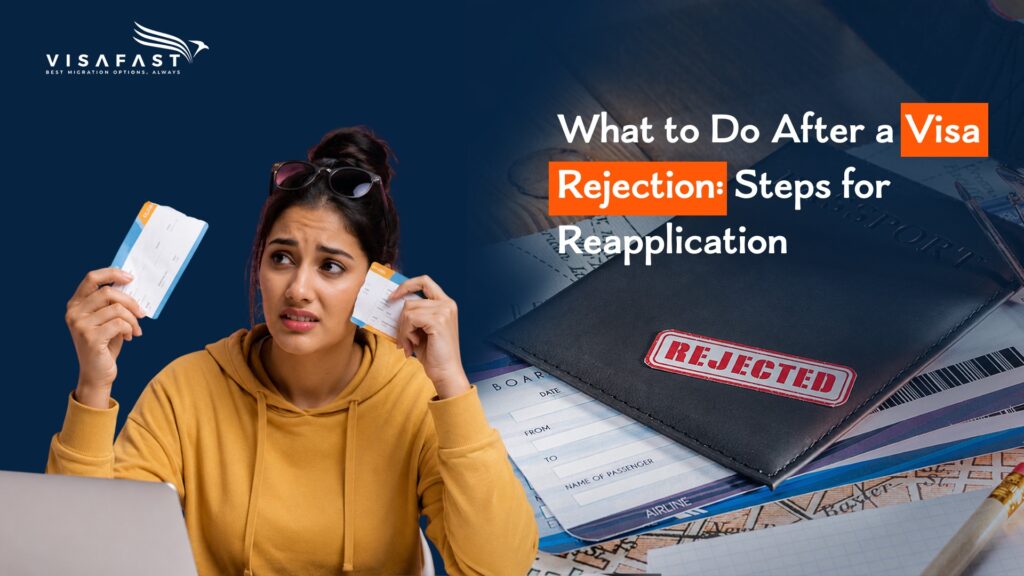 Woman with rejected visa documents preparing for reapplication